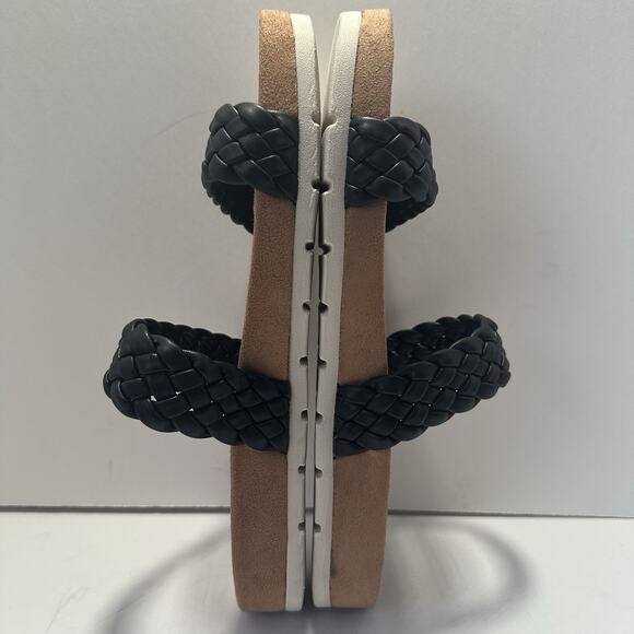 Black Double Braid Strap Sandals US 8.5 Comfort Cliffs By White Mountain - Picture 2 of 6